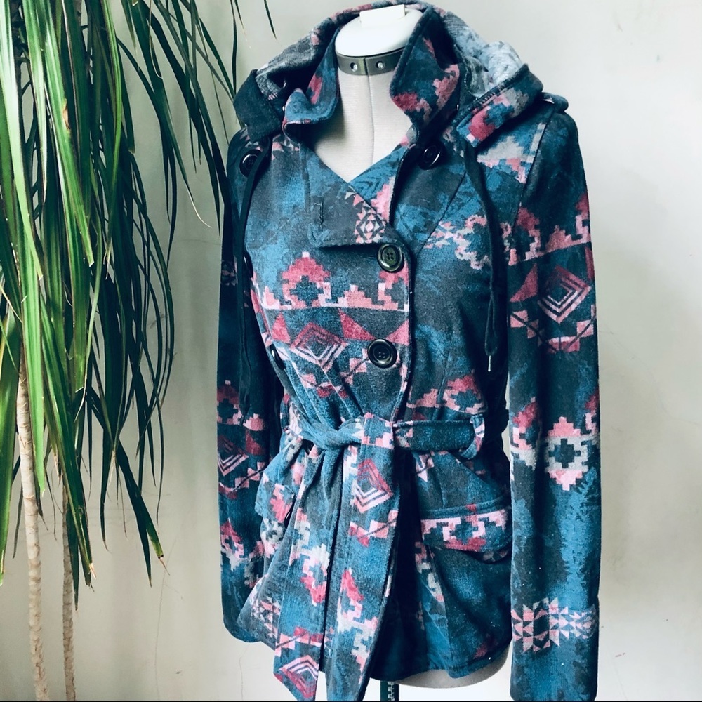AMERICAN RAG Women’s Tribal Lightweight Belted Peacoat Size S